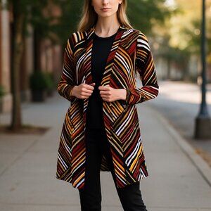 NWOT CHICO'S Mixed-Stripe Cardigan
